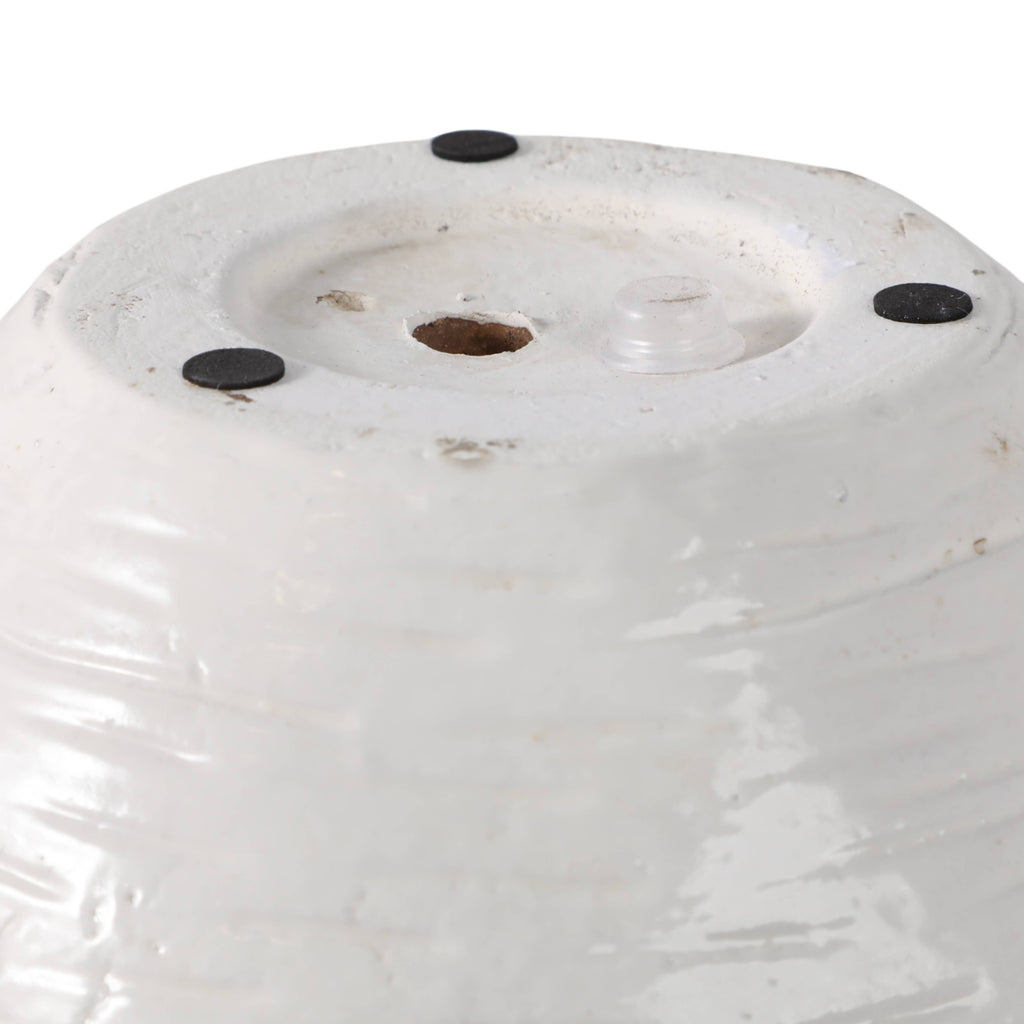 Plant Pot - White/Tan Ceramic Round Tapered Textured, 8 in.