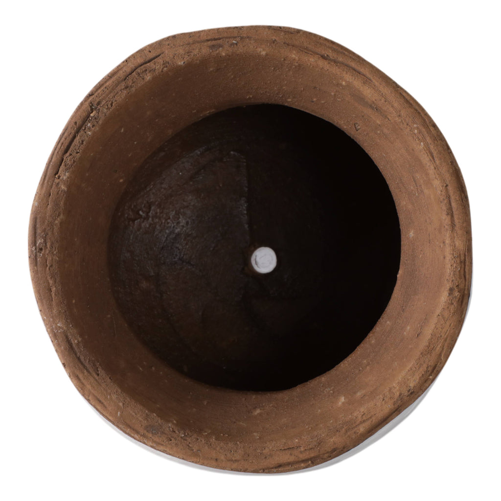 Plant Pot - White/Tan Ceramic Round Tapered Textured, 8 in.