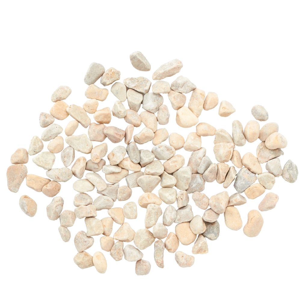 The Spotted Donkey natural white river rock pebbles for decorative landscaping, terrariums, and plant displays.