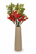 Artificial Real Touch Freesia Stems in Tall Taupe Ceramic Vase 13.5-inches