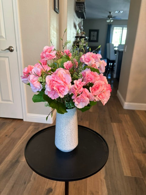Begonias in Grey Textured Vase