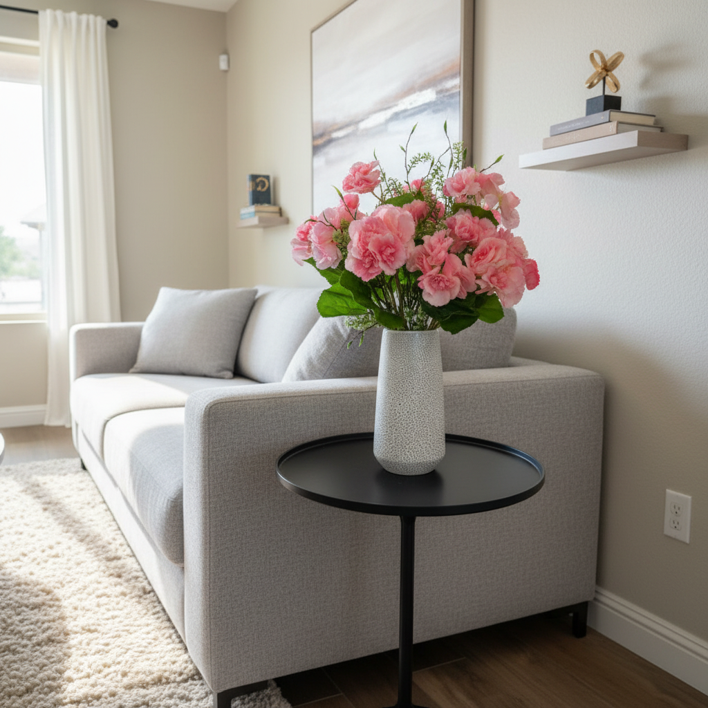 Begonias in Grey Textured Vase