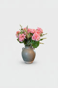 Artificial Pink Begonia Arrangement in Green Ceramic Umbria Pot, 3 Stems, UV Protected