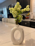 Artificial Viburnum Spray Arrangement in Handcrafted Circular Ceramic Vase, 8 Inch