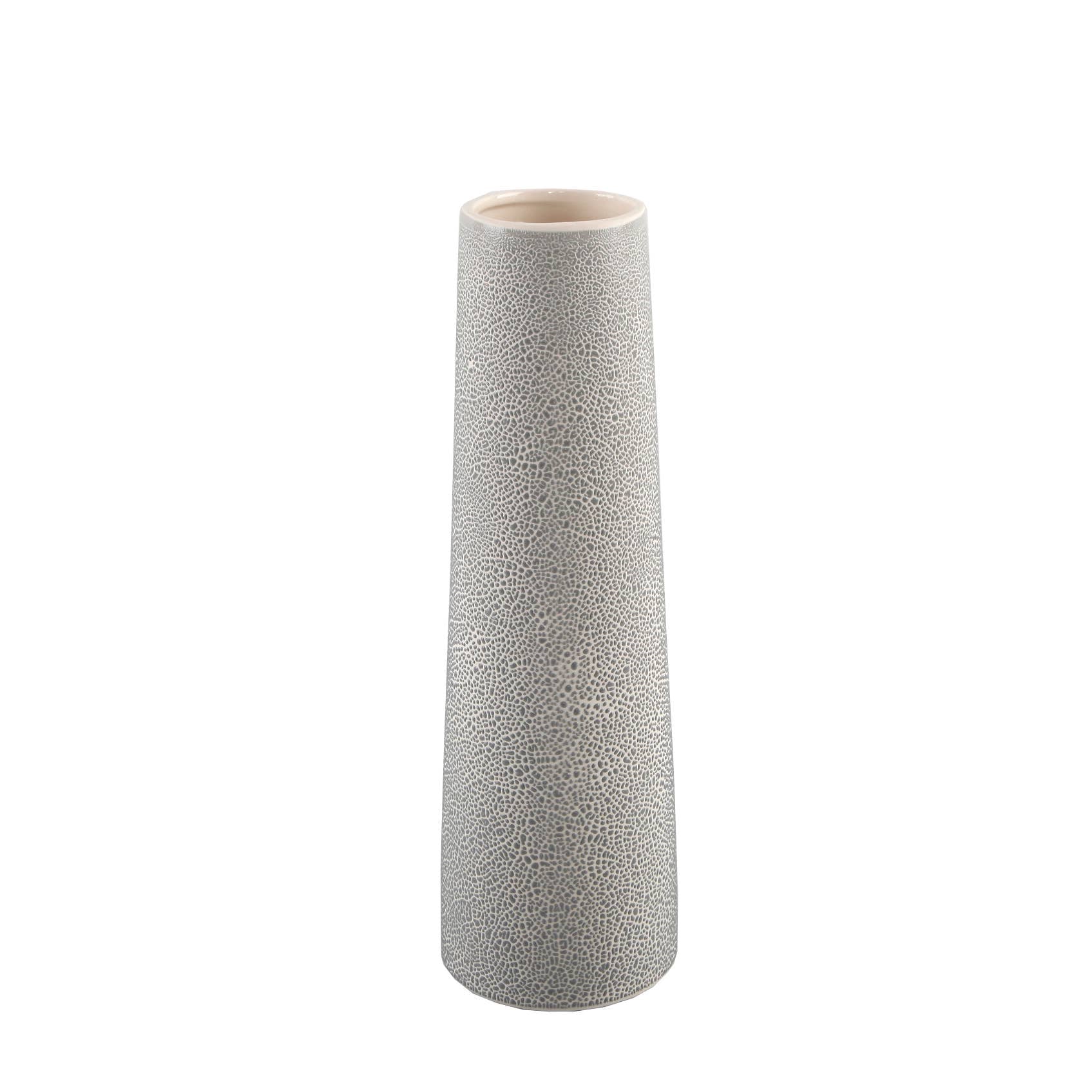 13.5” Textured Ceramic Tall Vase – Modern Minimalist Decor