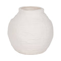 White Ceramic Woven Textured Coastal Decorative Vase, 7 Inch