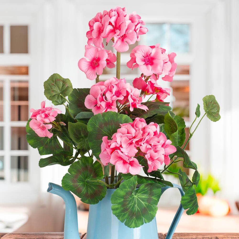 18" Artificial Geranium Flower Bush - Select Color