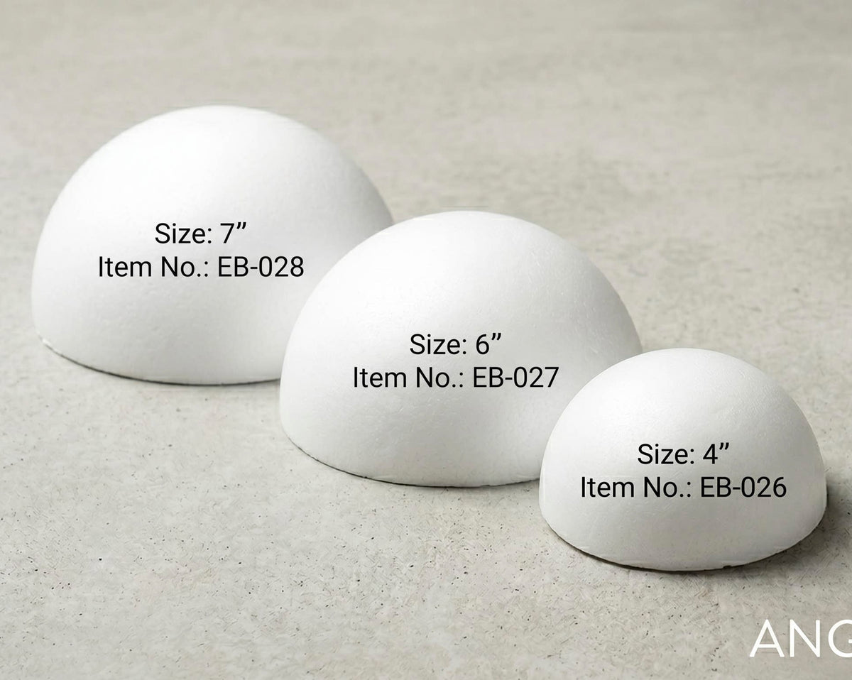 Foam Half Ball Bundle for Floral Design and Crafts, 4 Inch, 6 Inch, and 7 Inch