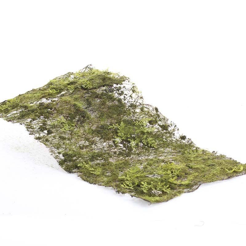The Spotted Donkey artificial green grass and moss mat for craft projects, floral displays, and miniature landscapes.