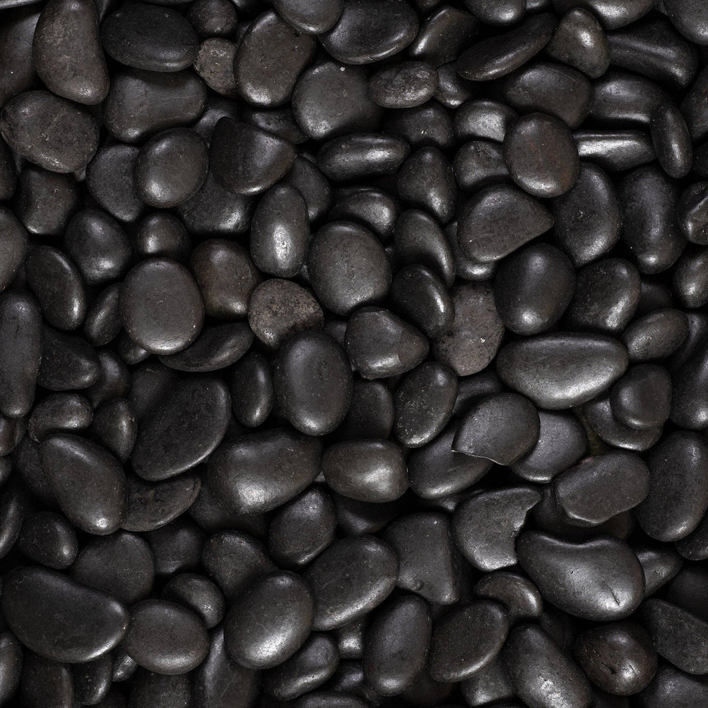The Spotted Donkey black natural river rocks for decorative landscaping, terrariums, and indoor plant displays.